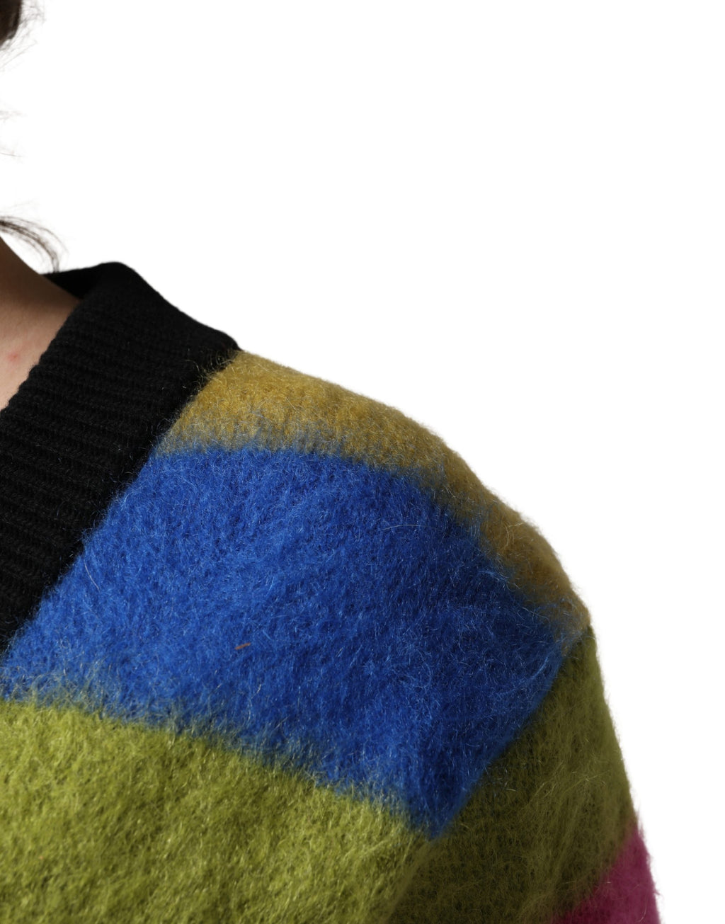 Dolce & Gabbana Mehrfarbiger Pullover mit V-Ausschnitt und Streifen