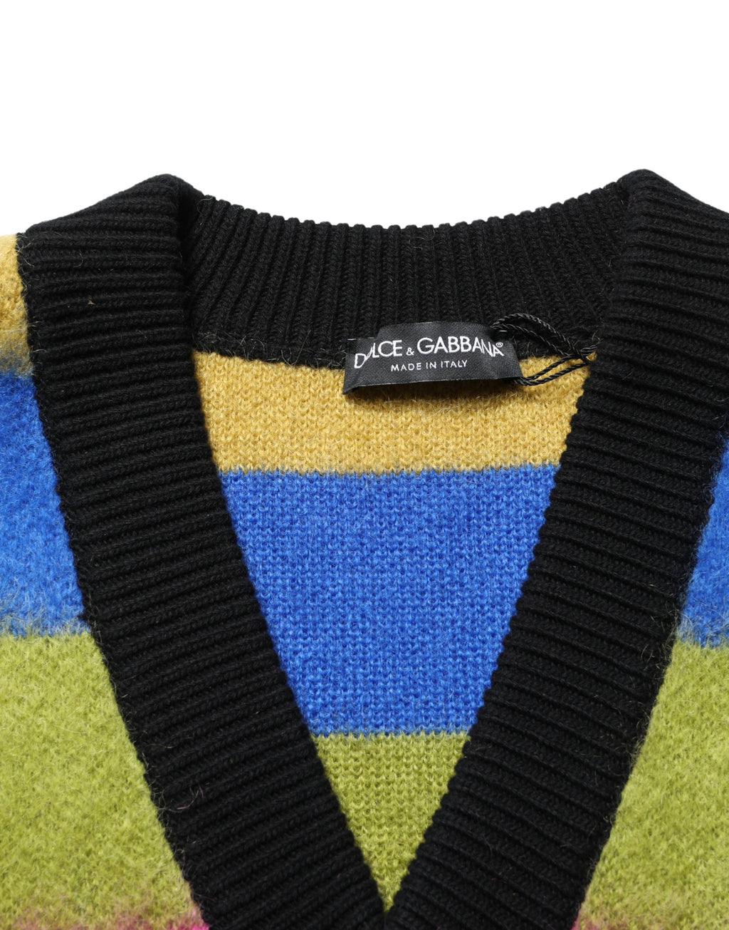 Dolce & Gabbana Mehrfarbiger Pullover mit V-Ausschnitt und Streifen