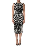 Dolce & Gabbana Kleid aus schwarzem und weißem Zebra-Cady in Wadenlänge