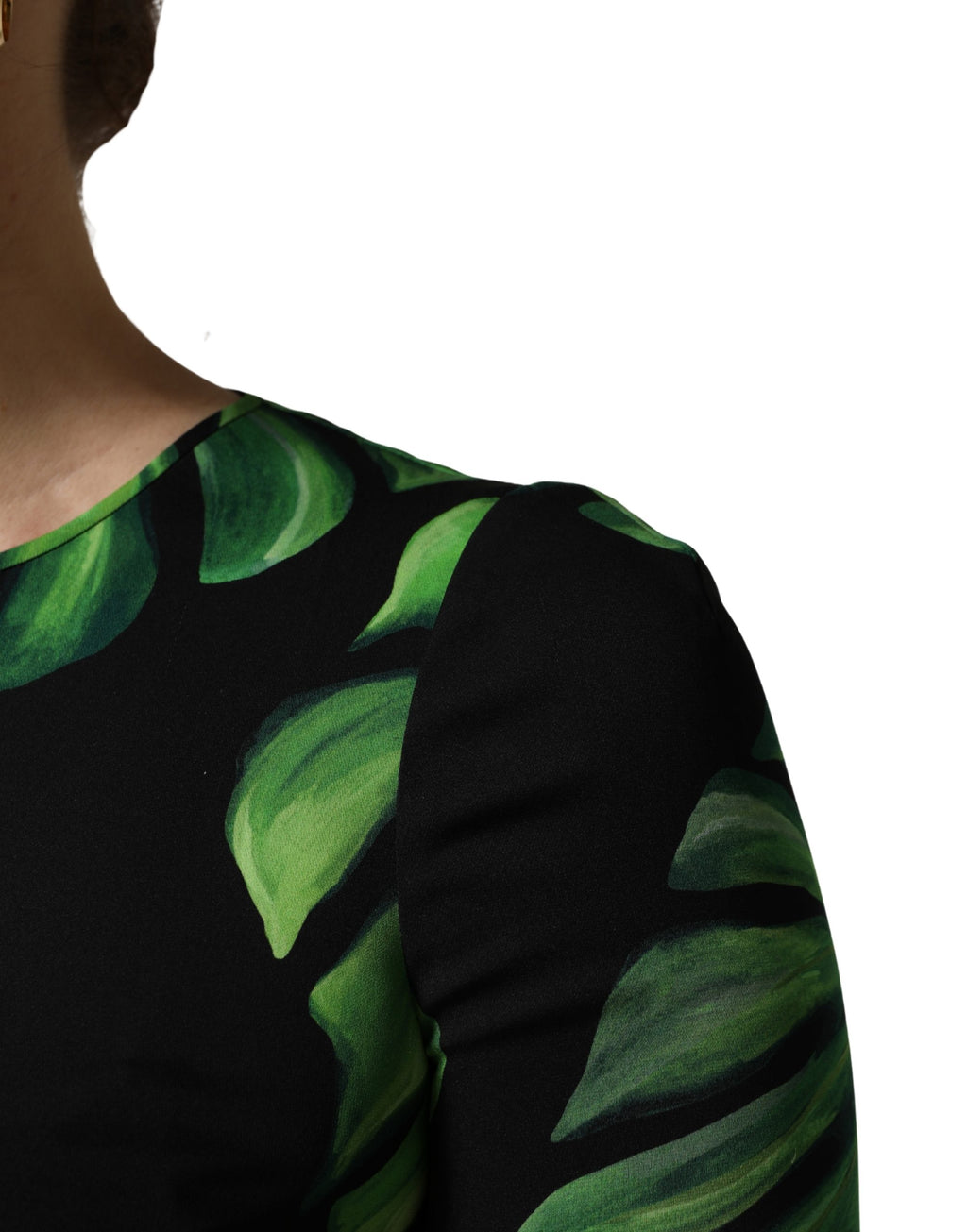 Dolce & Gabbana Schwarze Philodendron-Print Seidenbluse
