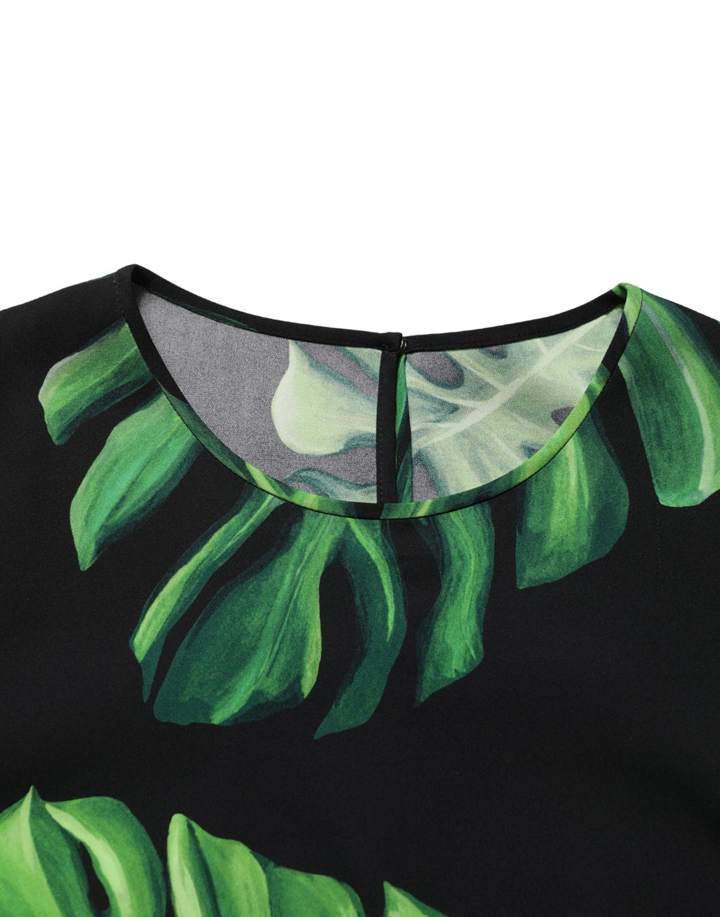Dolce & Gabbana Schwarze Philodendron-Print Seidenbluse