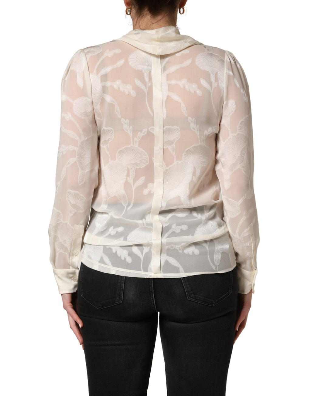 Dolce & Gabbana Seidenbluse mit floralem Muster und dezentem Sheer-Effekt in Off-White