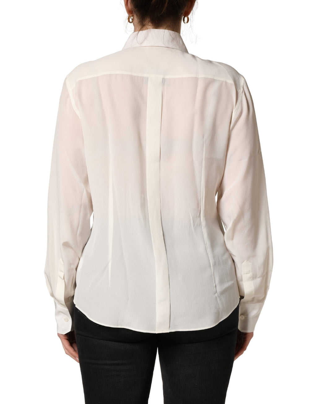 Dolce & Gabbana Weiße Bluse mit Kragen und langen Ärmeln