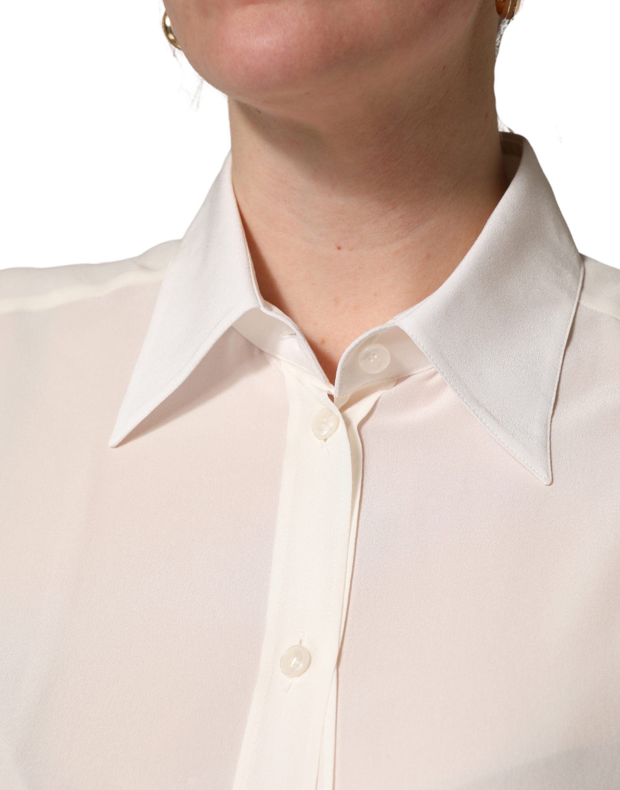 Dolce & Gabbana Weiße Bluse mit Kragen und langen Ärmeln