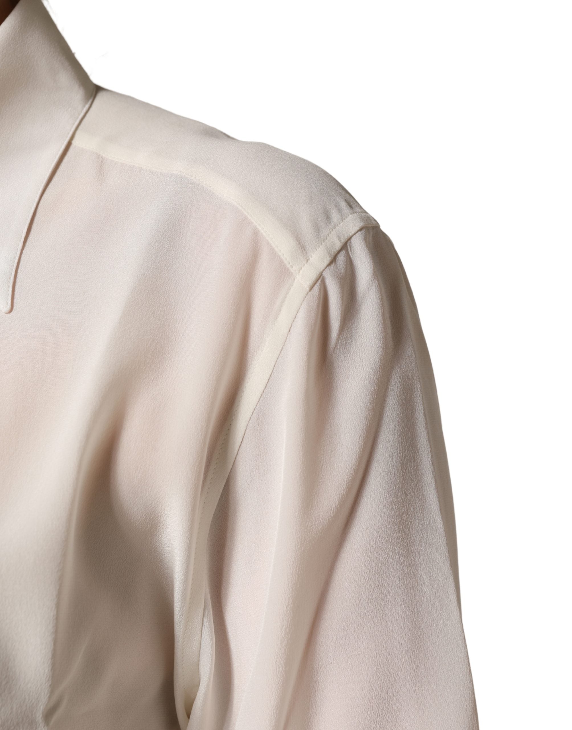 Dolce & Gabbana Weiße Bluse mit Kragen und langen Ärmeln