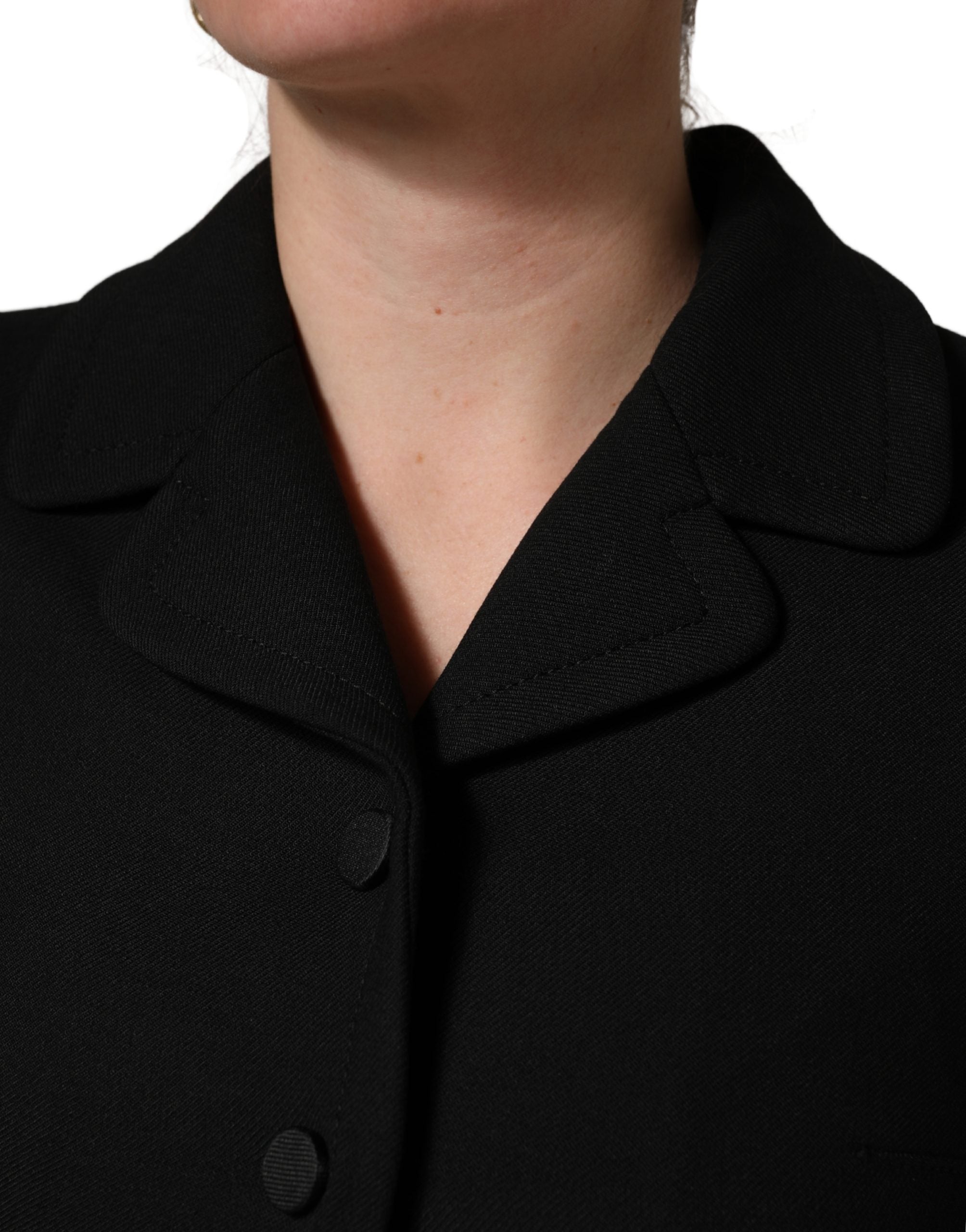 Dolce & Gabbana Schwarze Kurzarmbluse mit Kragen, Cropped