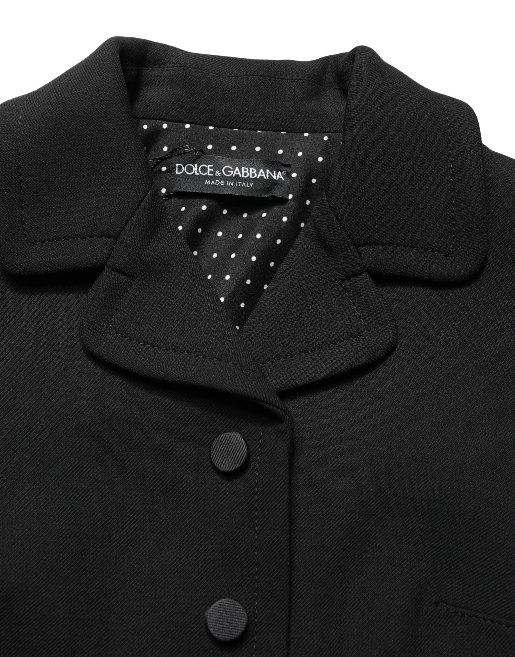 Dolce & Gabbana Schwarze Kurzarmbluse mit Kragen, Cropped