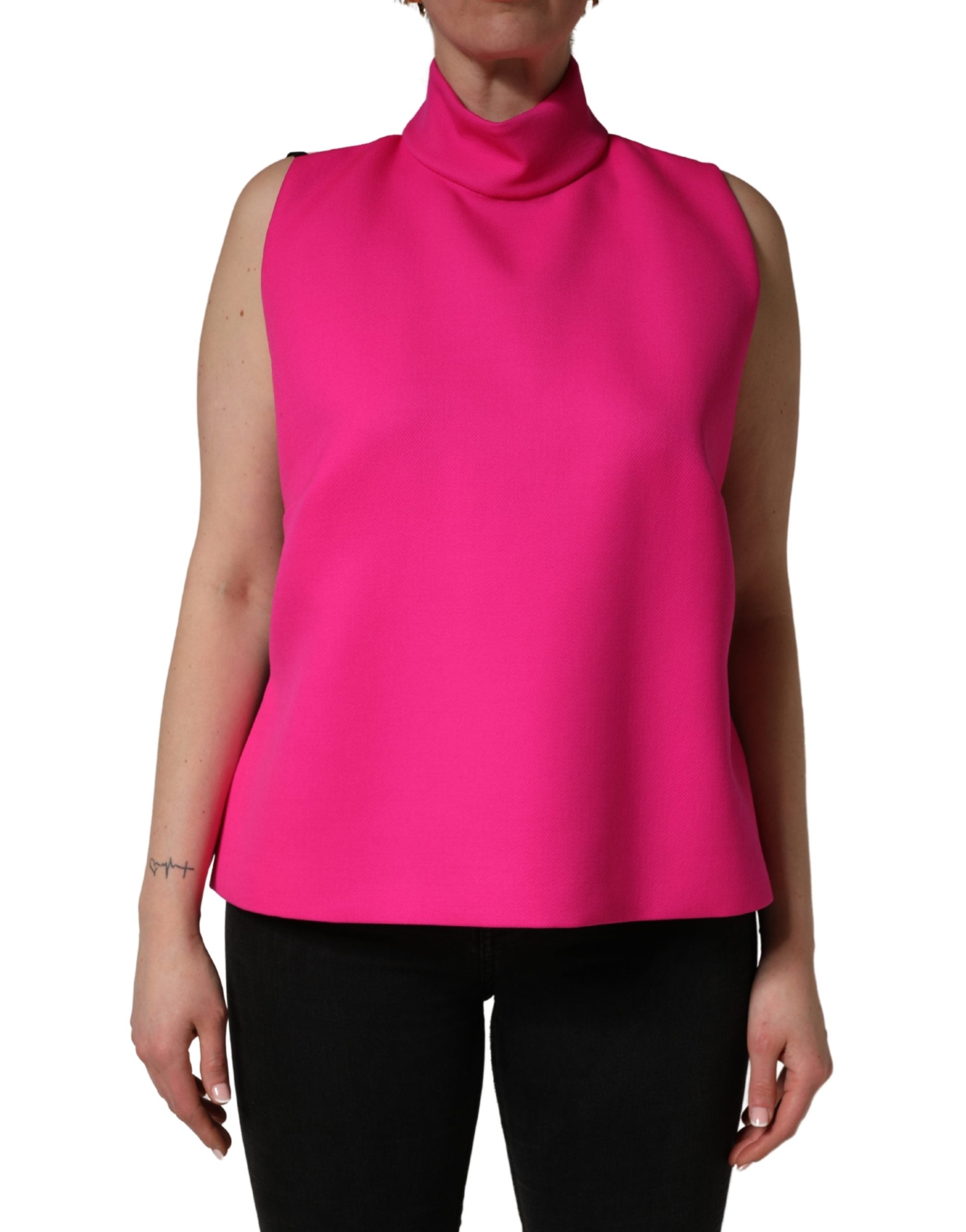 Dolce & Gabbana Ärmelloses Neckholder-Top aus Wolle in Hot Pink