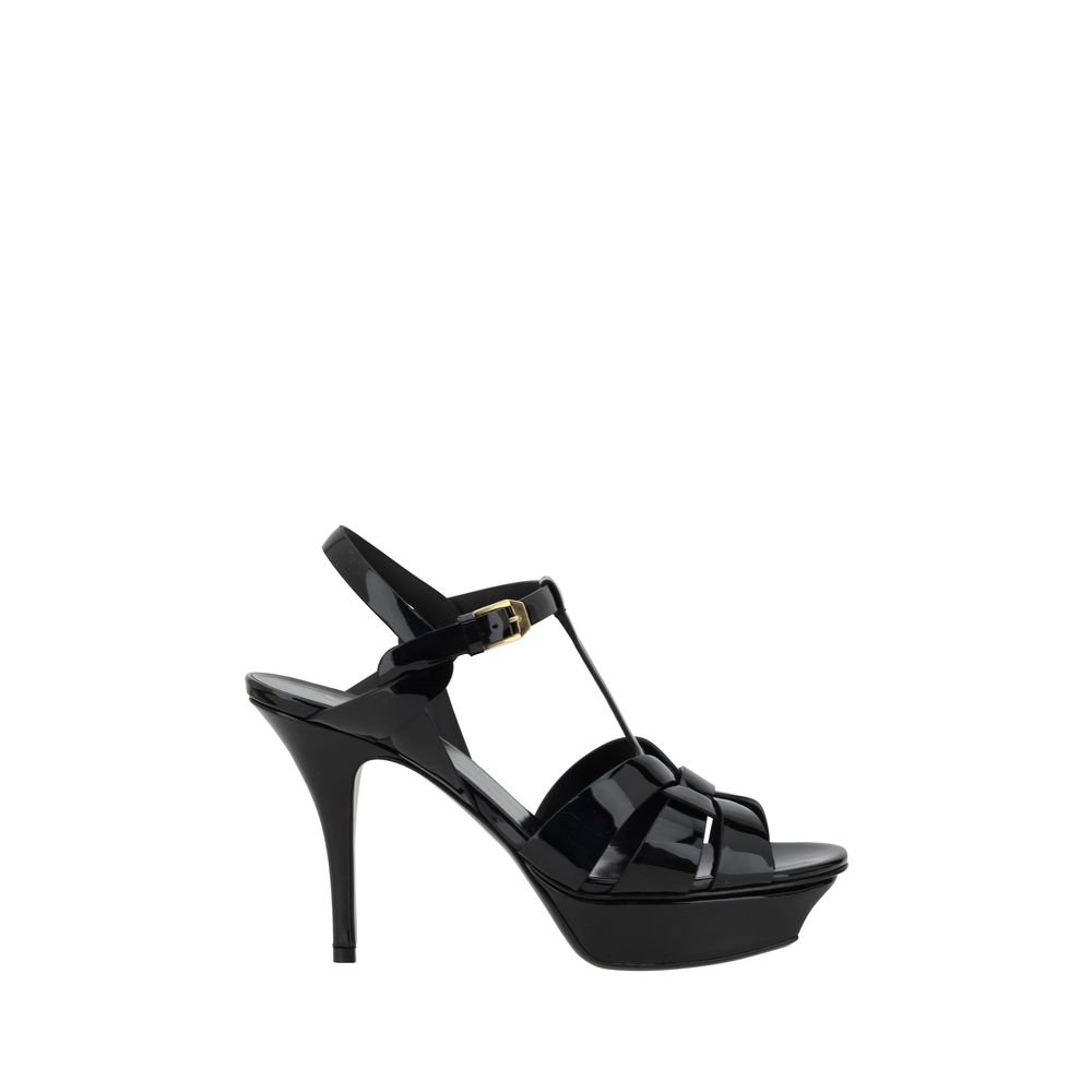 Saint Laurent Black Bos Taurus Calf Leather Stiletto Sandals