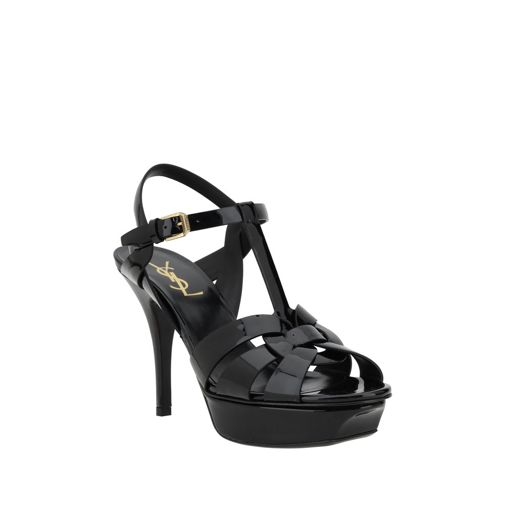 Saint Laurent Black Bos Taurus Calf Leather Stiletto Sandals