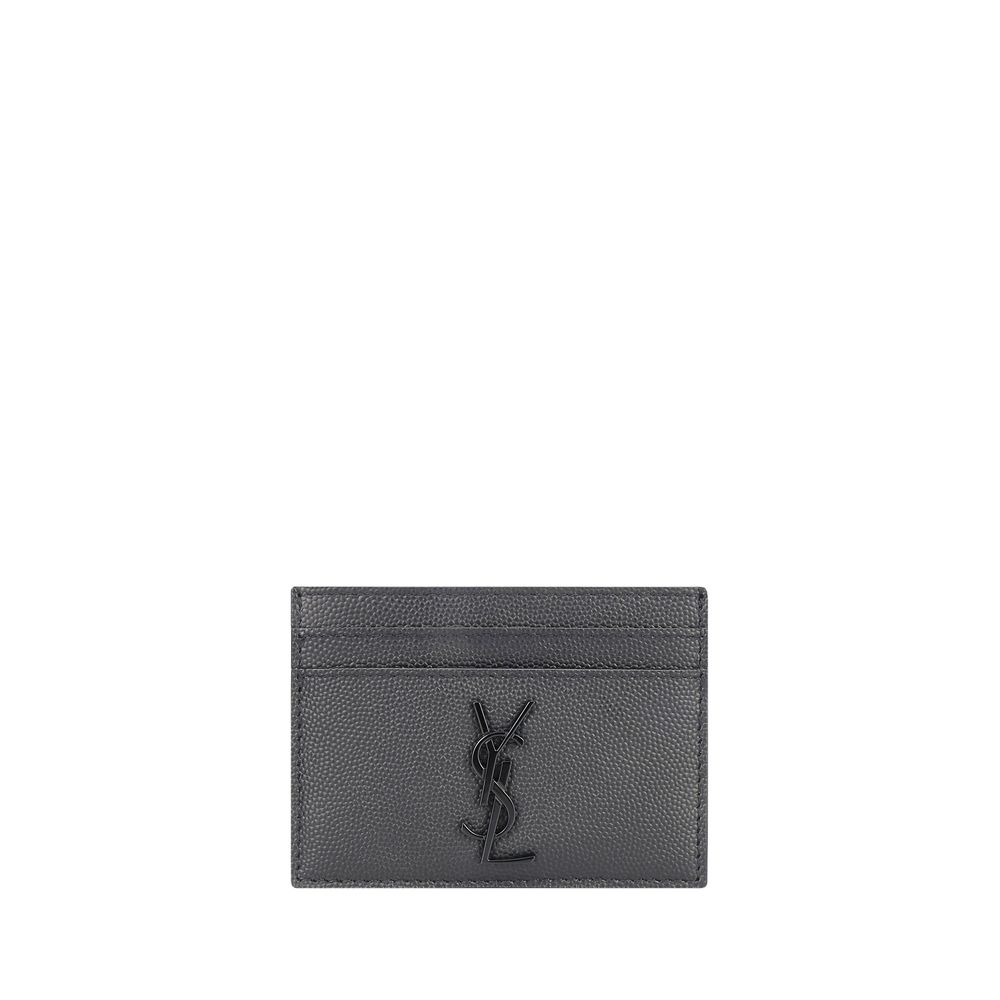 Saint Laurent Graue Kalbsleder Bos Taurus Geldbörse