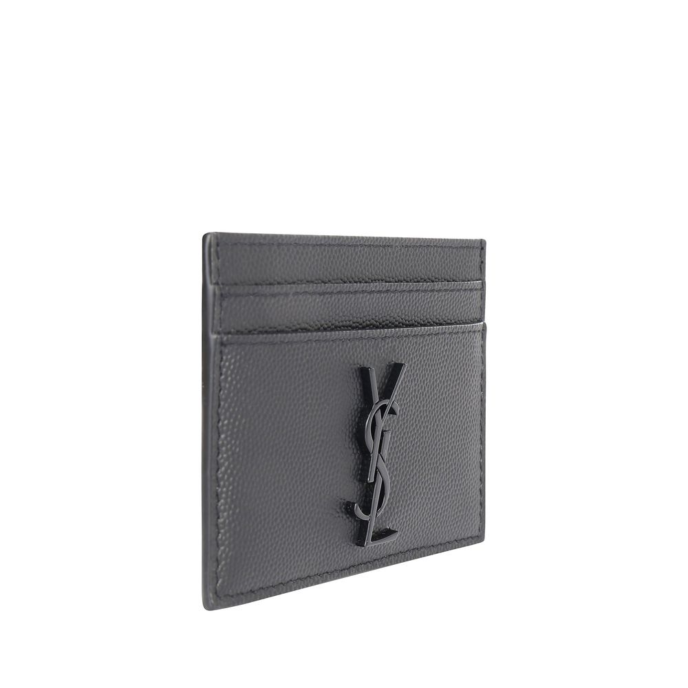 Saint Laurent Graue Kalbsleder Bos Taurus Geldbörse