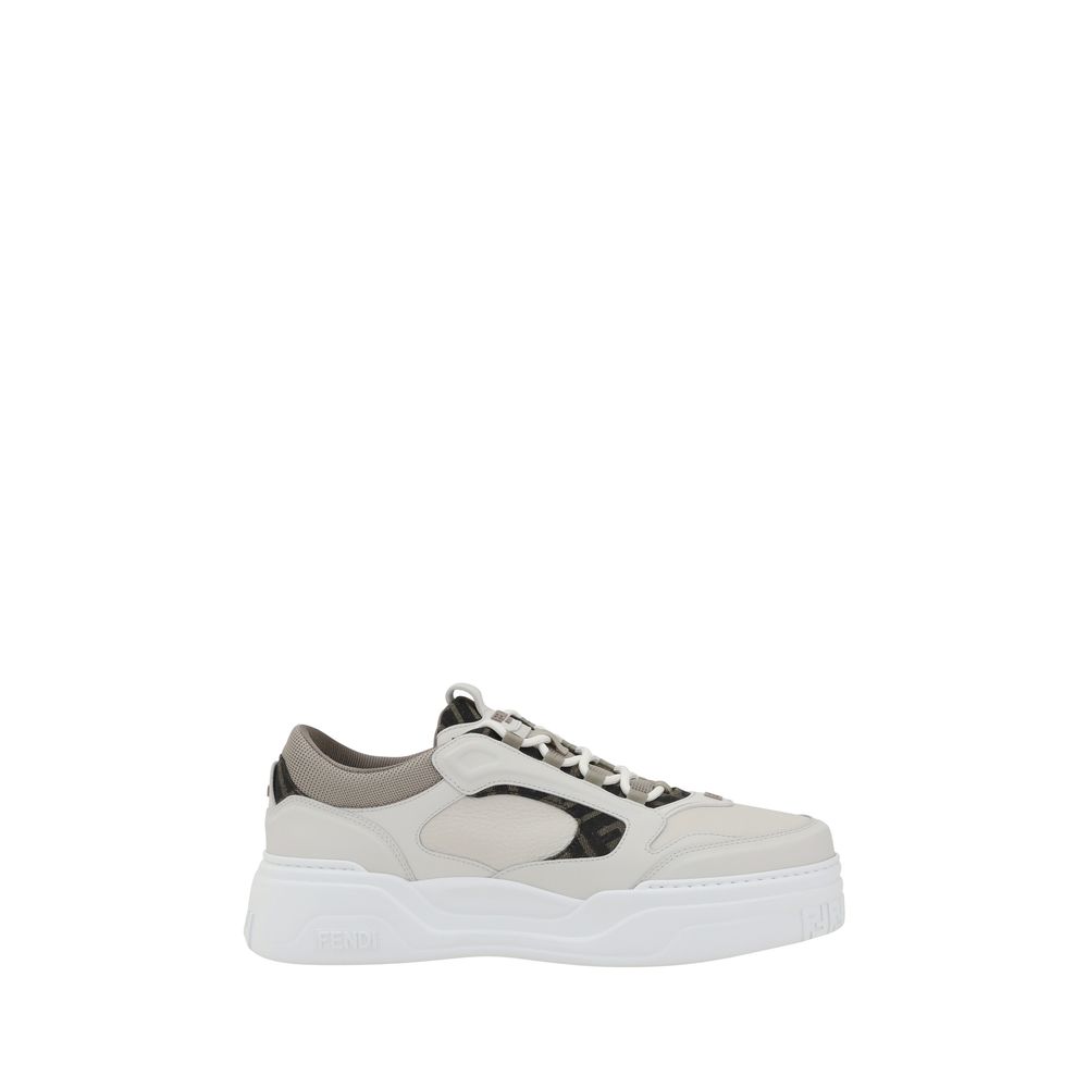 Fendi Weiße Low-Top-Sneaker aus Kalbsleder Bos Taurus