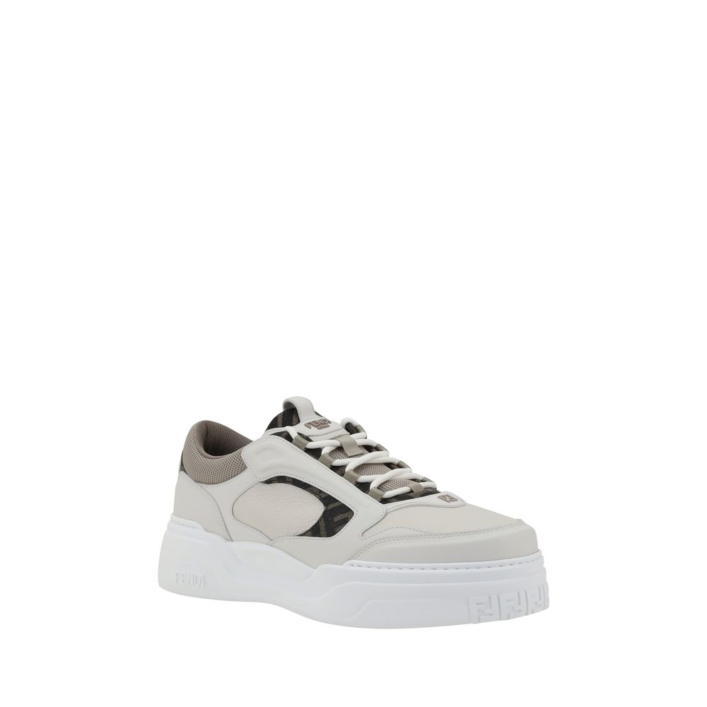 Fendi Weiße Low-Top-Sneaker aus Kalbsleder Bos Taurus
