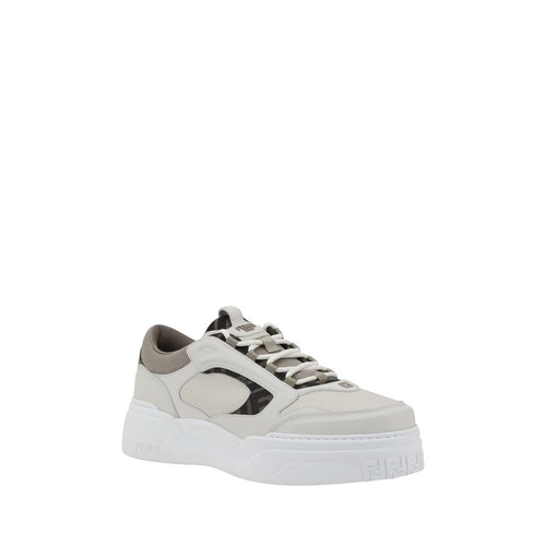 Fendi Weiße Low-Top-Sneaker aus Kalbsleder Bos Taurus