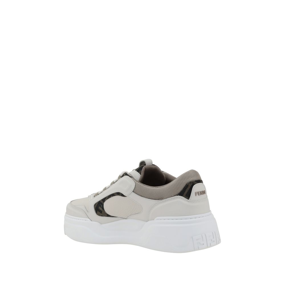 Fendi Weiße Low-Top-Sneaker aus Kalbsleder Bos Taurus