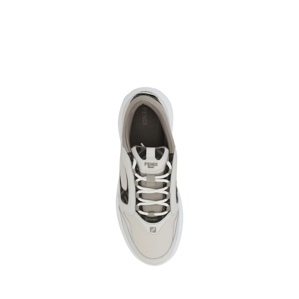 Fendi Weiße Low-Top-Sneaker aus Kalbsleder Bos Taurus