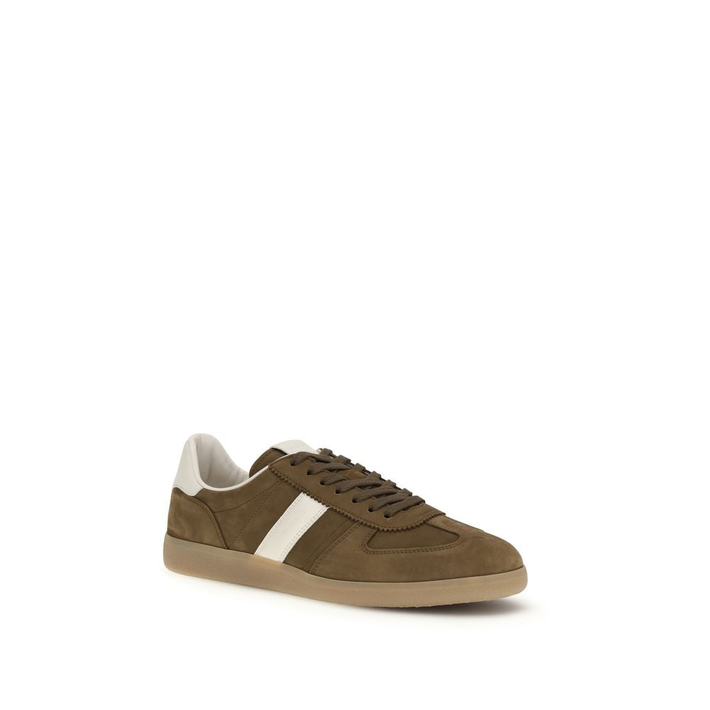 Tom Ford Brown Calf Leather Bos Taurus Low-Top Sneakers
