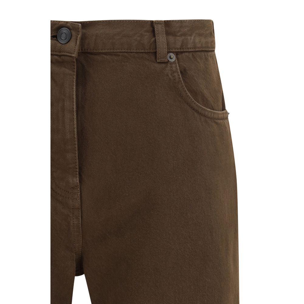 The Row Braune Baumwolljeans mit geradem Bein