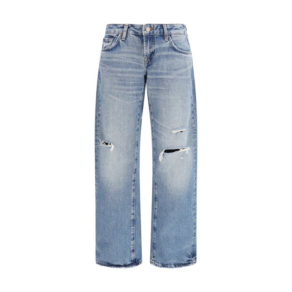7FOR Blue Straight Leg Cotton Jeans