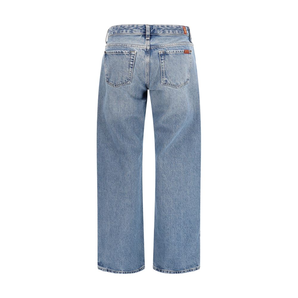 7FOR Blue Straight Leg Cotton Jeans