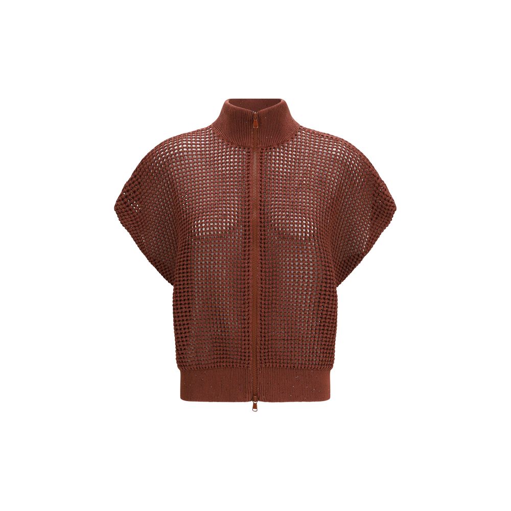 Brunello Cucinelli Bordeaux Baumwoll-Sweatshirt