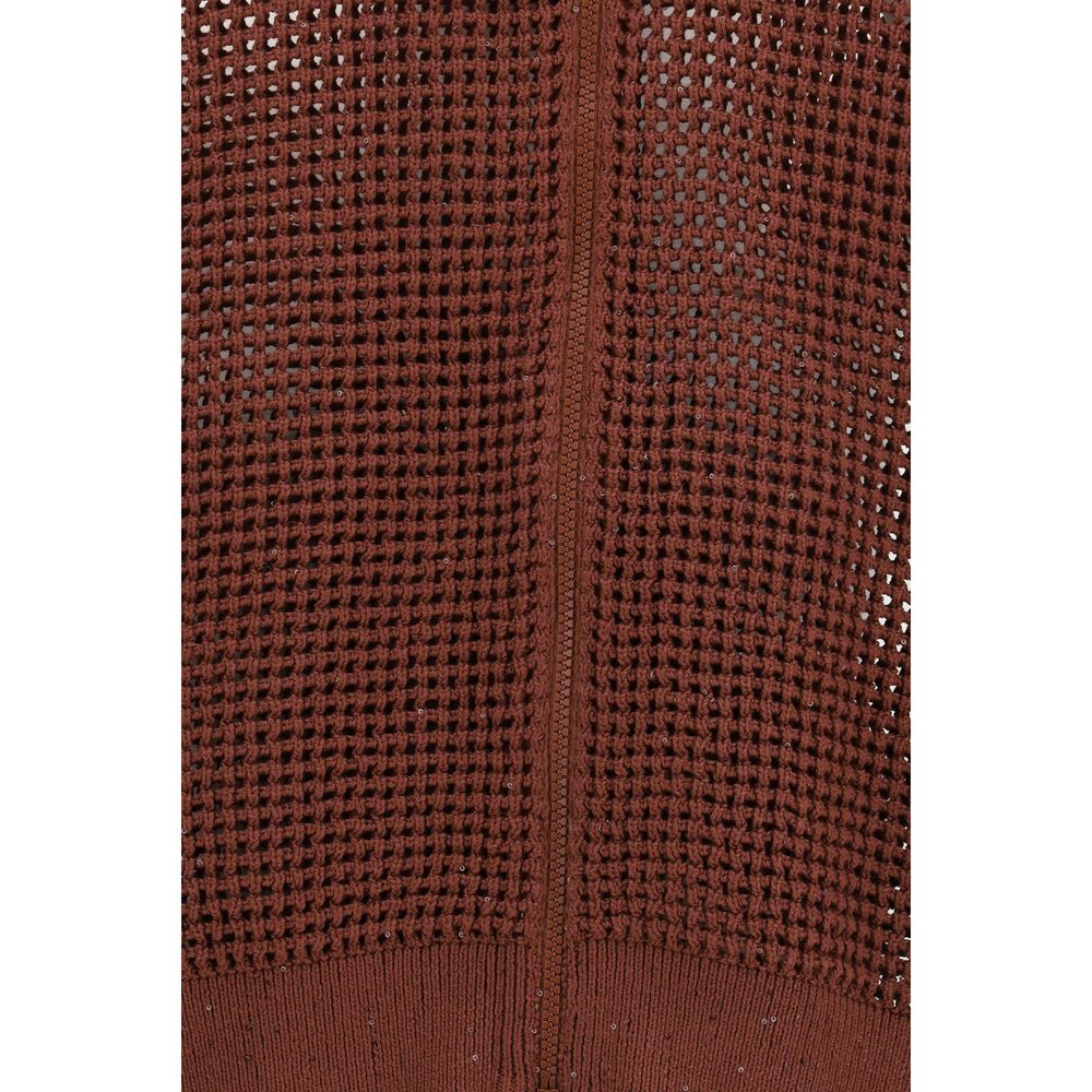 Brunello Cucinelli Bordeaux Baumwoll-Sweatshirt