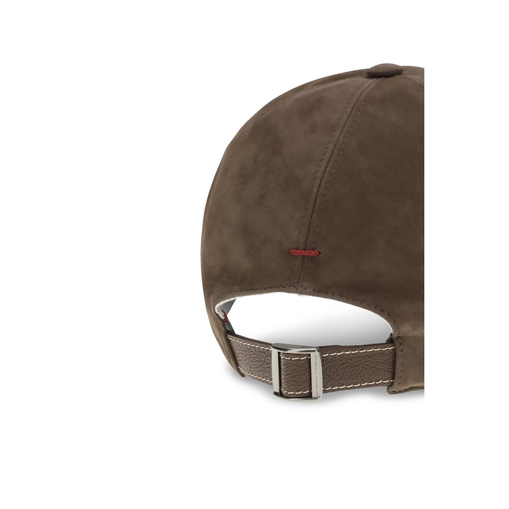 Brunello Cucinelli Brauner Kalbsleder Bos Taurus Cap (Baseballkappe)