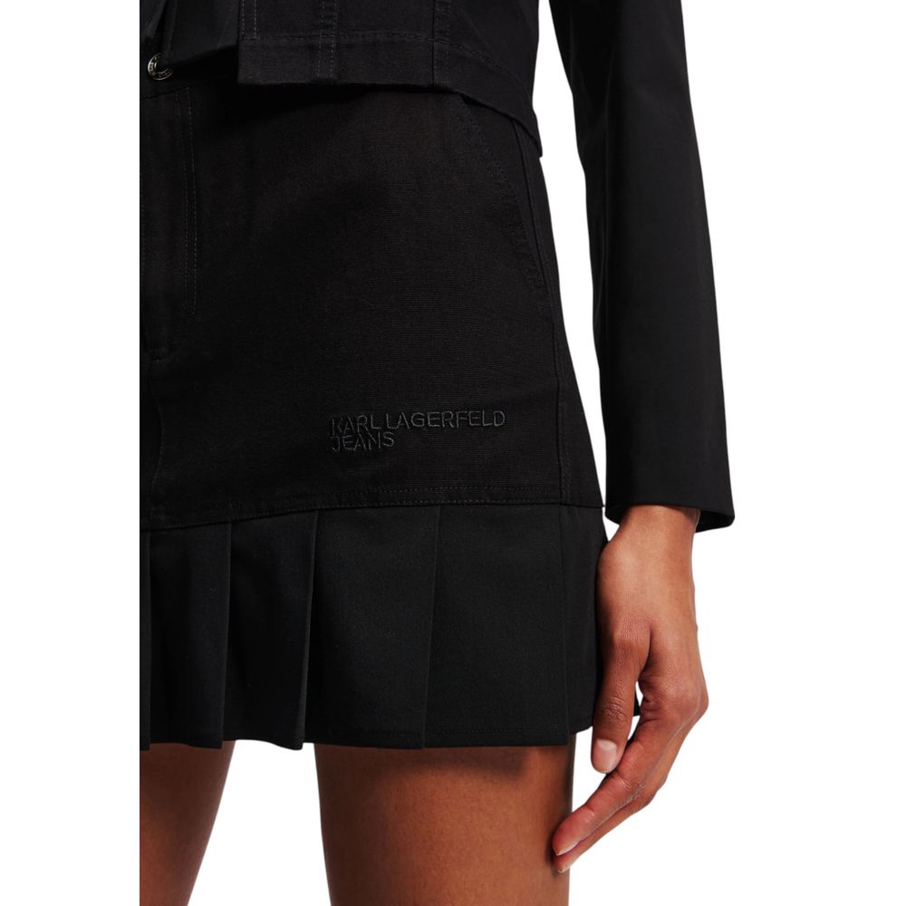 Karl Lagerfeld Black Cotton Miniskirt