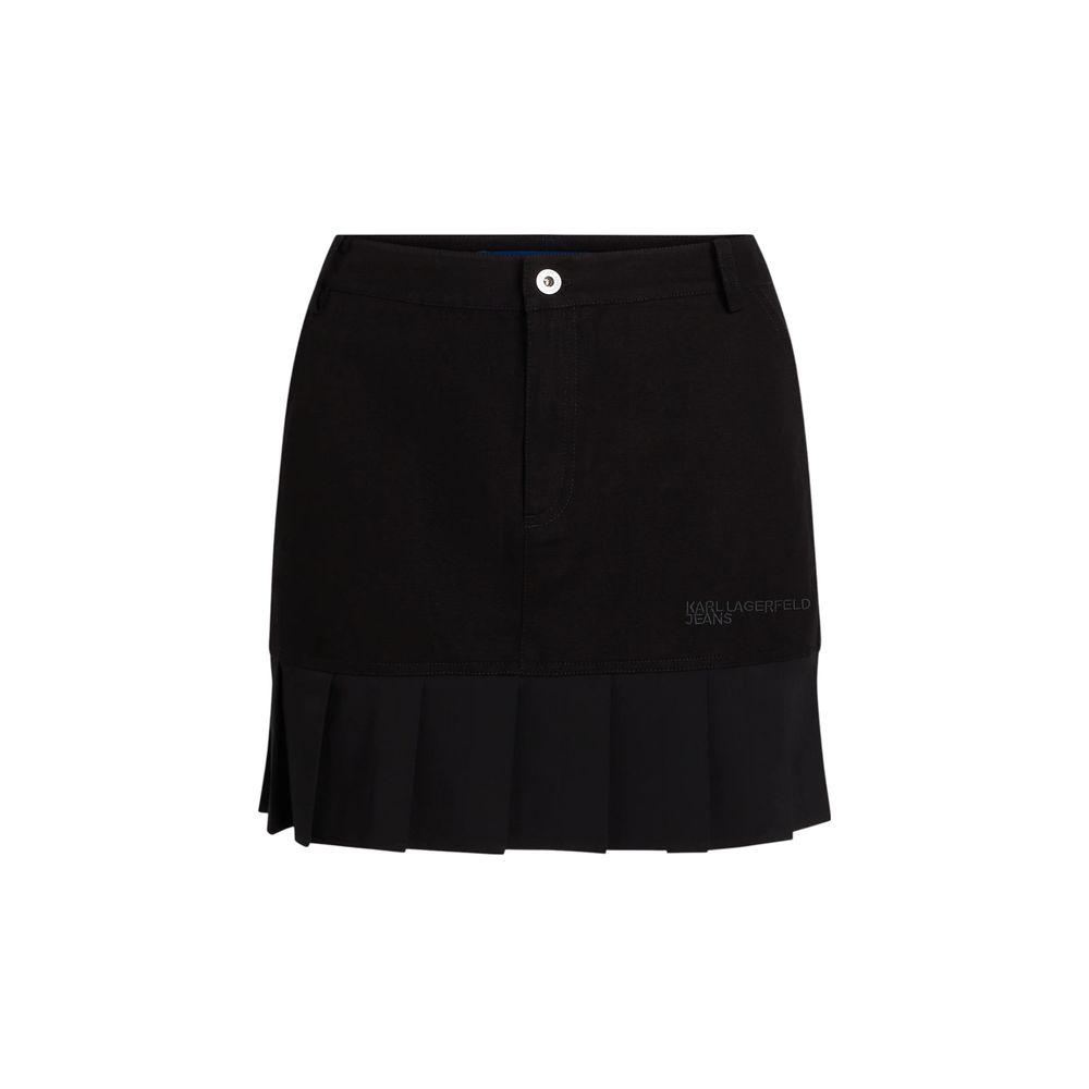 Karl Lagerfeld Black Cotton Miniskirt