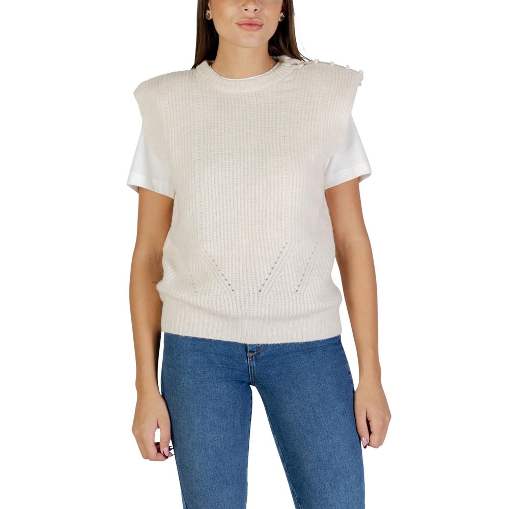 ICHI Cream Sleeveless Polyester Sweater