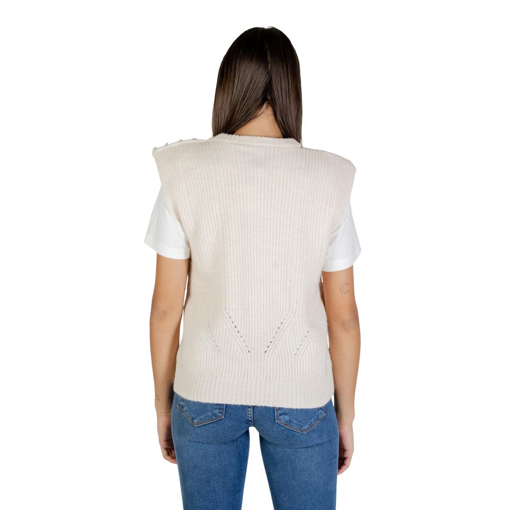 ICHI Cream Sleeveless Polyester Sweater