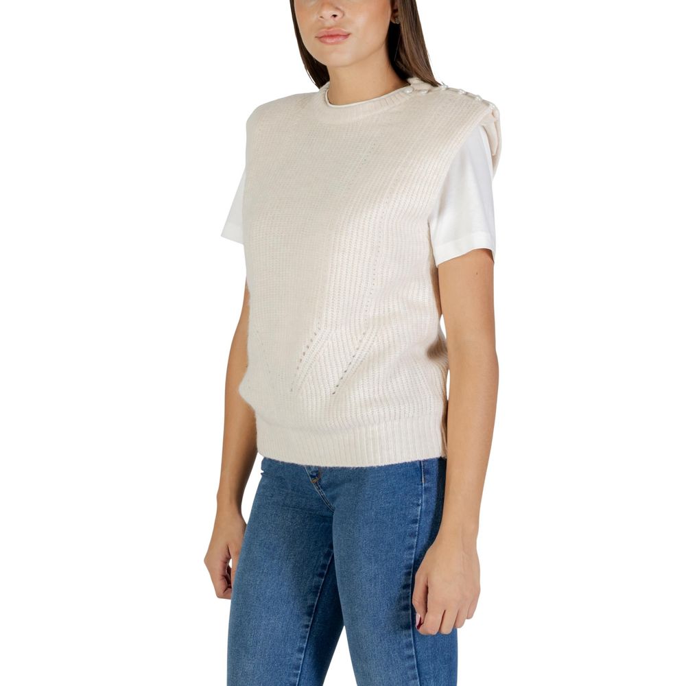 ICHI Cream Sleeveless Polyester Sweater