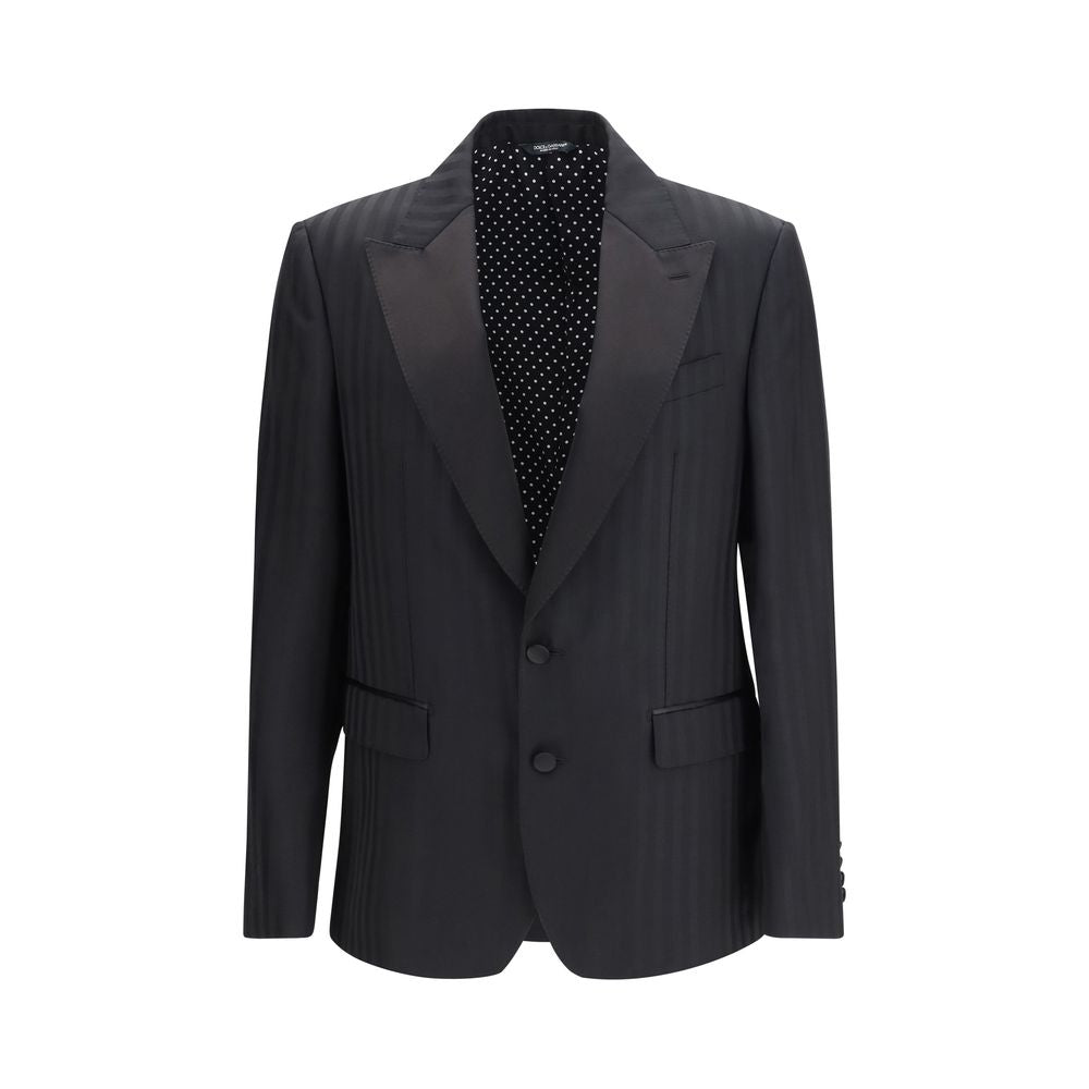 Dolce & Gabbana Schwarzer Blazer aus Fleece-Wolle