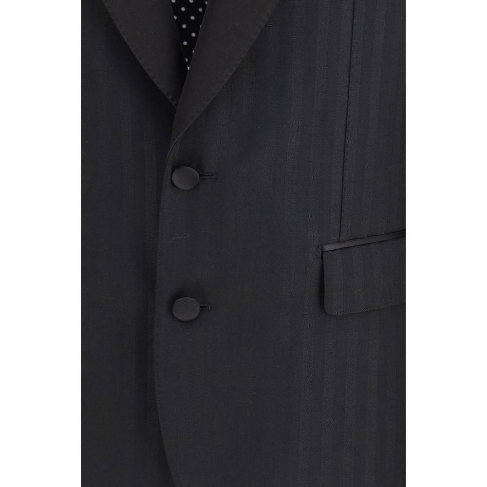 Dolce & Gabbana Schwarzer Blazer aus Fleece-Wolle
