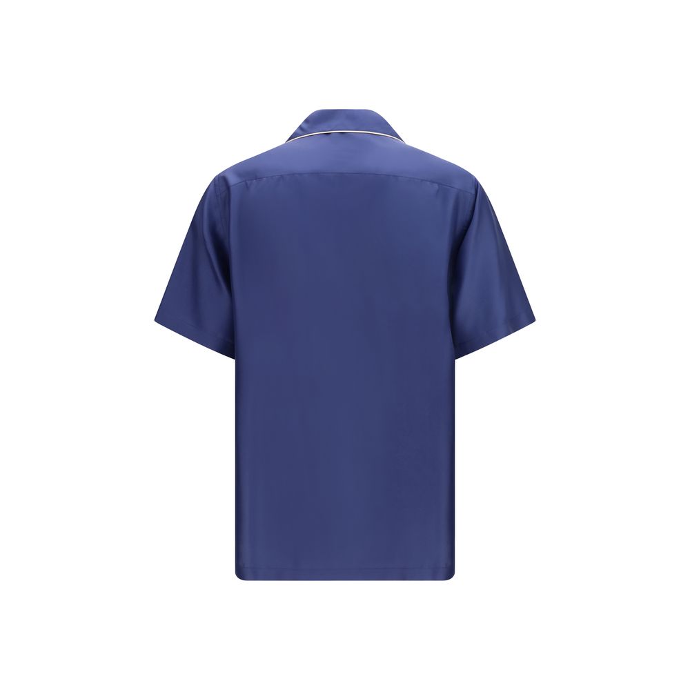 Dolce & Gabbana Blue Short-Sleeved Silk Shirt