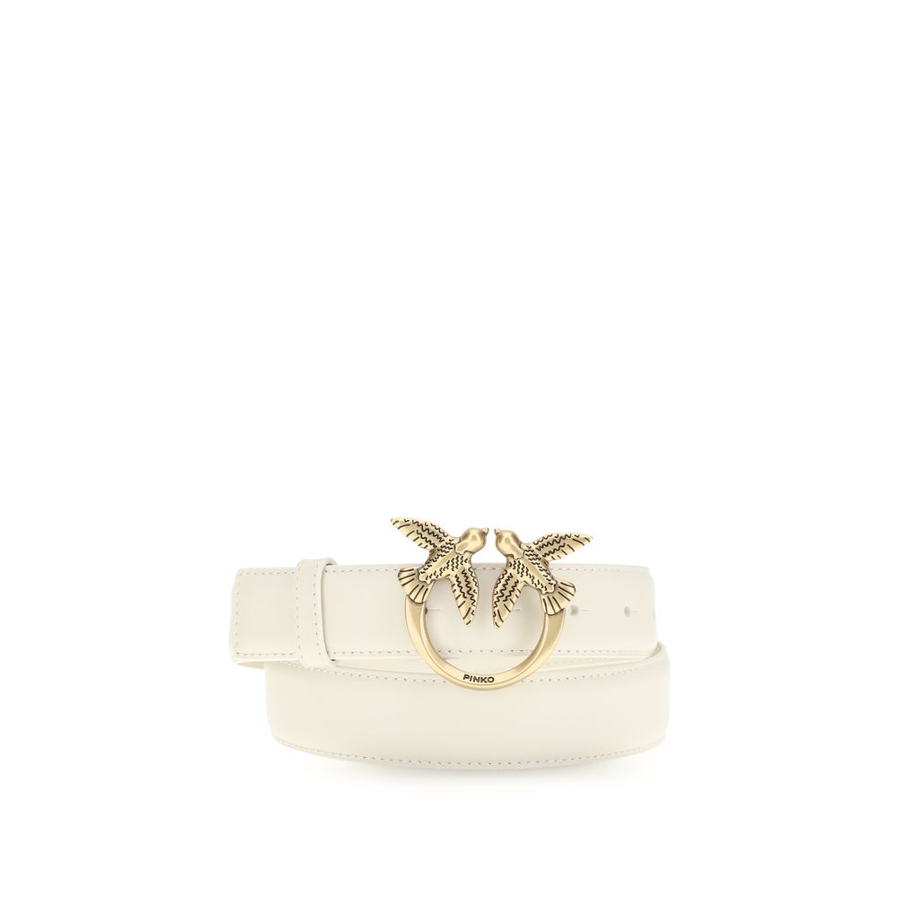 PINKO White Calfskin Bos Taurus Regular Belt