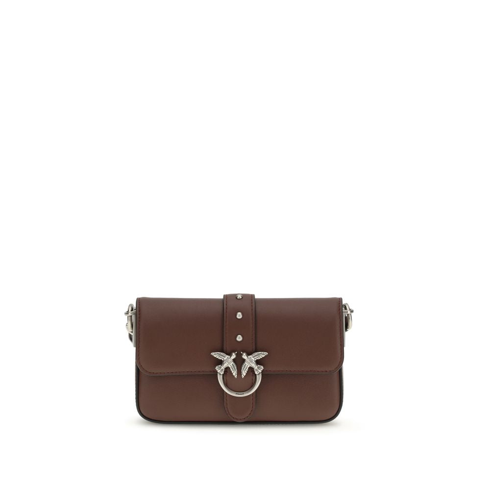 PINKO Braune Kalbsleder Bos Taurus Schultertasche