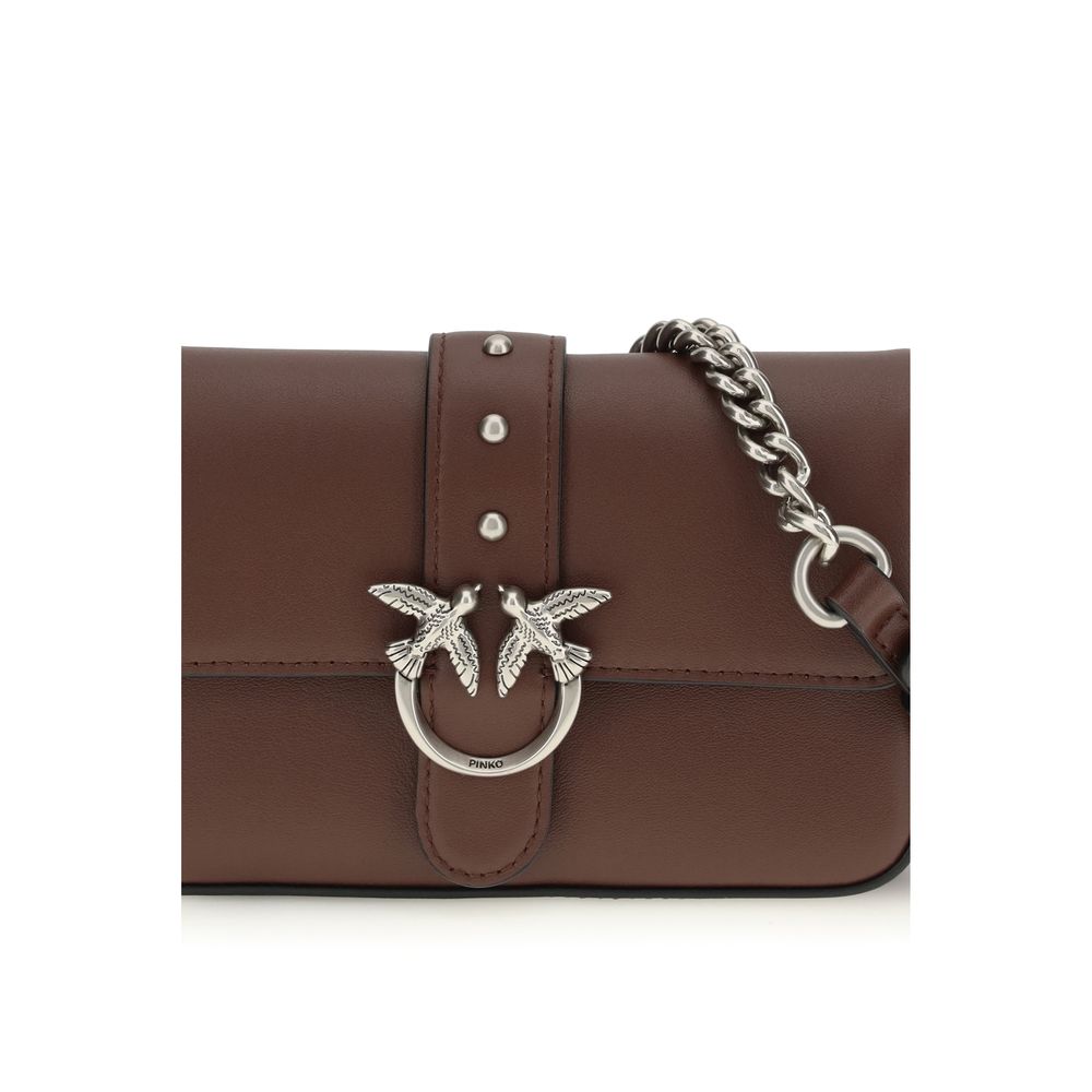 PINKO Braune Kalbsleder Bos Taurus Schultertasche