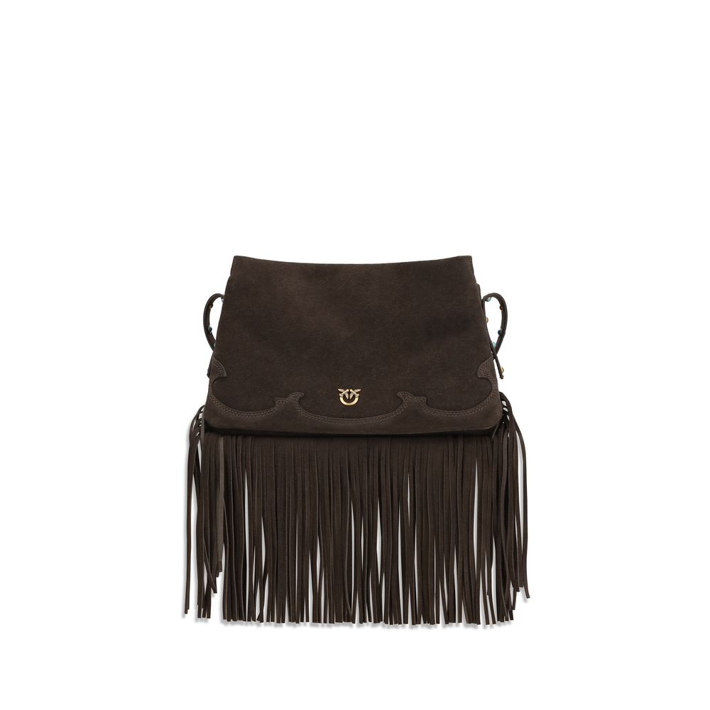 PINKO Braune Kalbsleder Bos Taurus Schultertasche