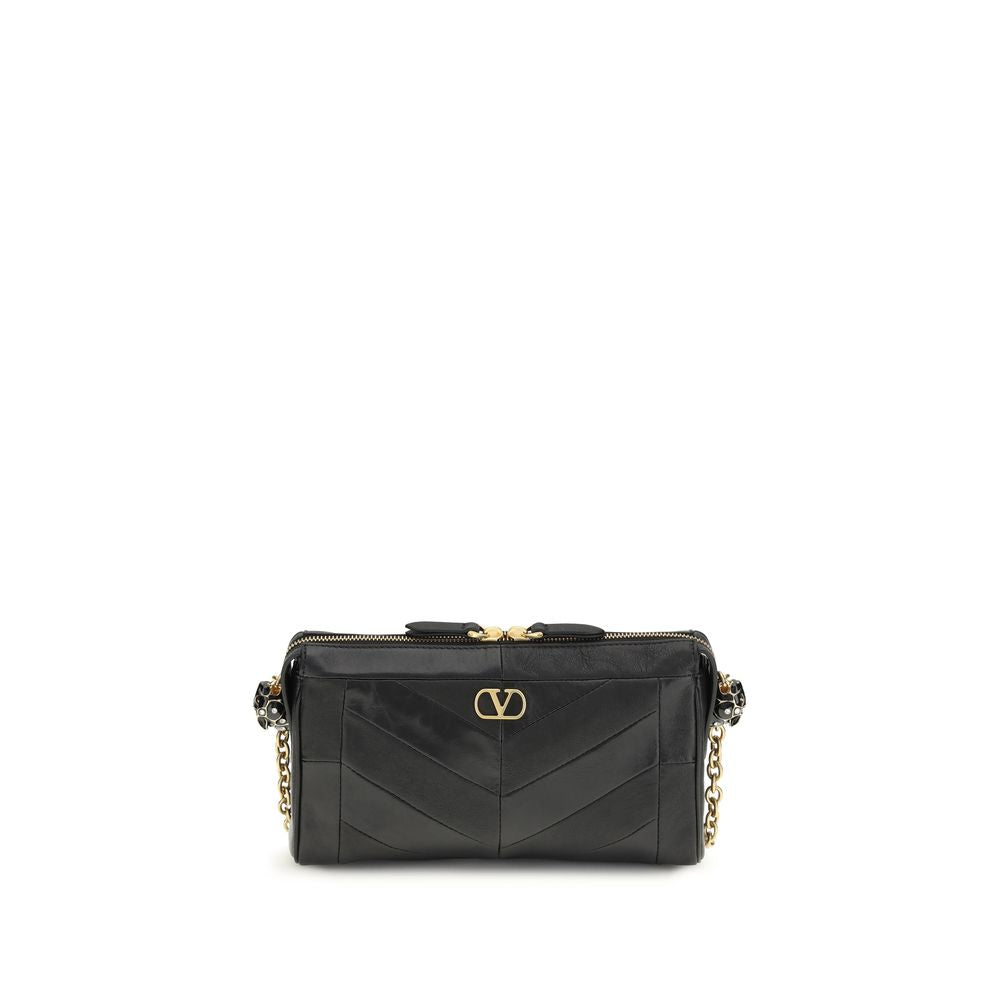 Valentino Garavani Black Lambskin Shoulder Bag Ovis Aries Aries