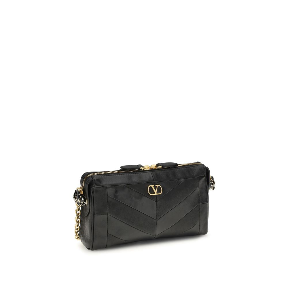 Valentino Garavani Black Lambskin Shoulder Bag Ovis Aries Aries