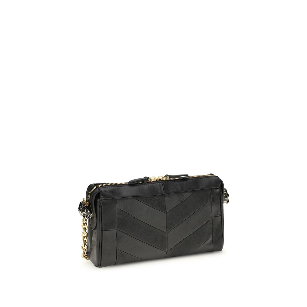 Valentino Garavani Black Lambskin Shoulder Bag Ovis Aries Aries