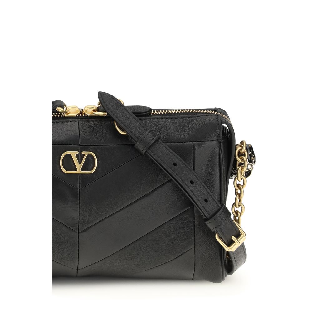 Valentino Garavani Black Lambskin Shoulder Bag Ovis Aries Aries