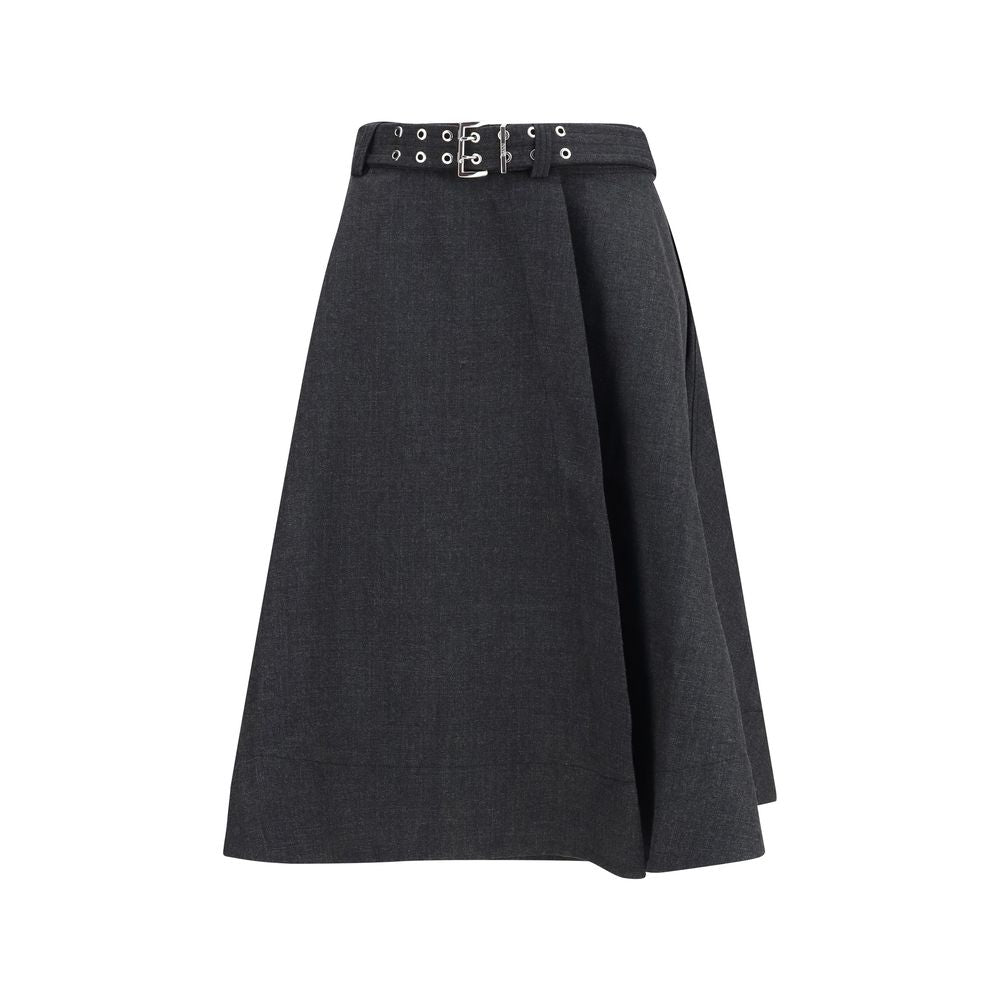 Ganni Grauer langer Rock aus recyceltem Polyester