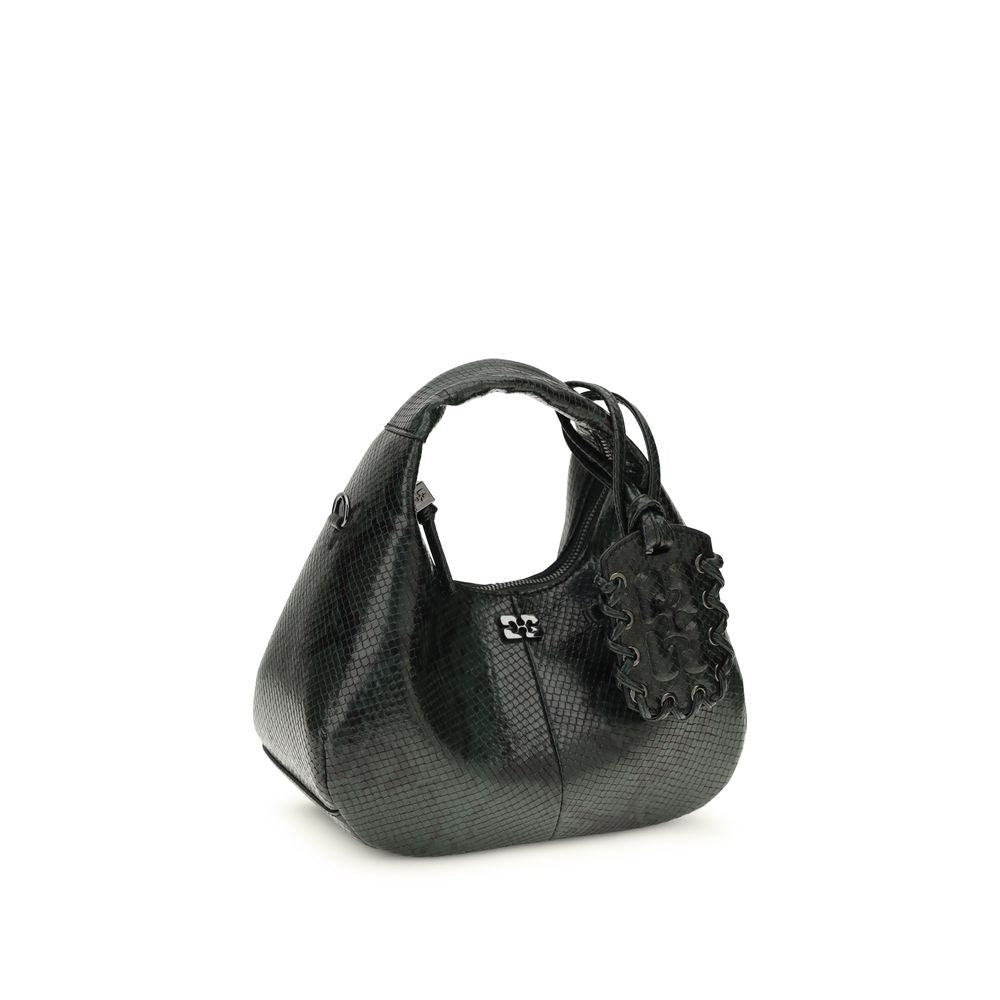 Ganni Schwarze Handtasche aus recyceltem Polyester