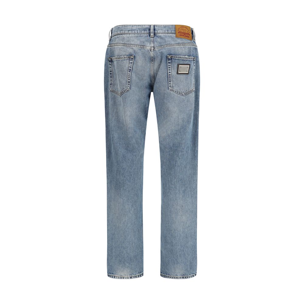 Dolce & Gabbana Blaue Jeans aus Baumwolle im geraden Schnitt