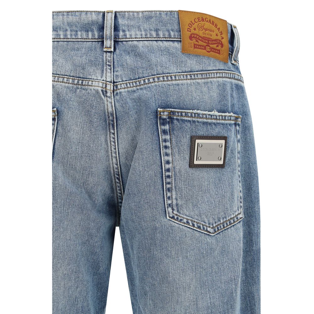 Dolce & Gabbana Blaue Jeans aus Baumwolle im geraden Schnitt