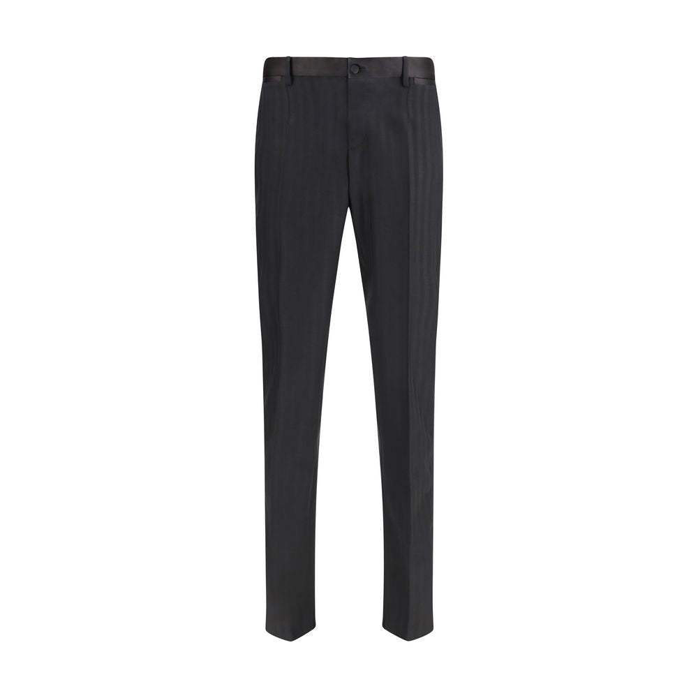 Dolce & Gabbana Schwarze Hose aus Fleece-Wolle