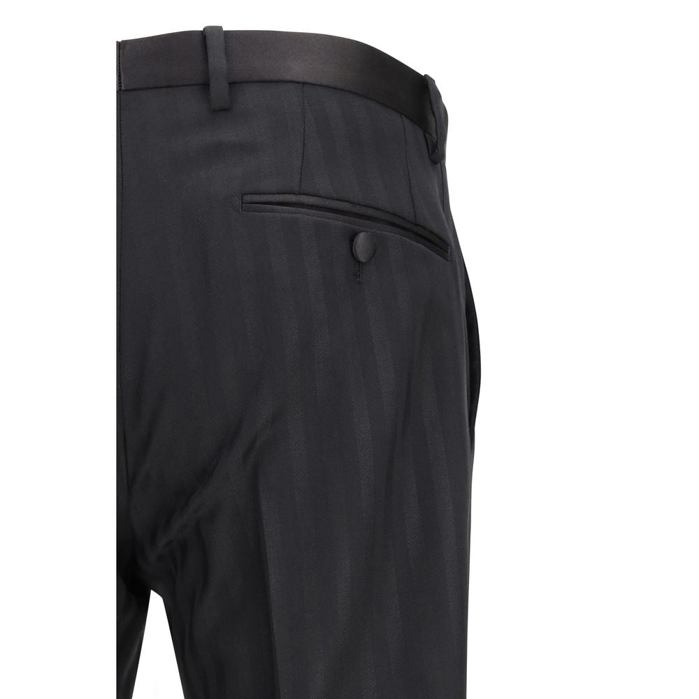 Dolce & Gabbana Schwarze Hose aus Fleece-Wolle